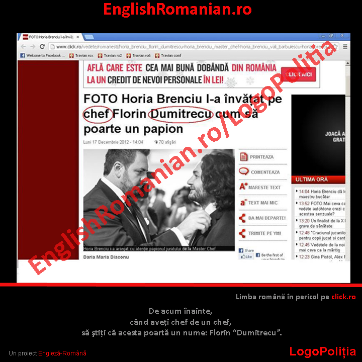 LogoPolitia-chef de chef. Printscreen de pe click.ro